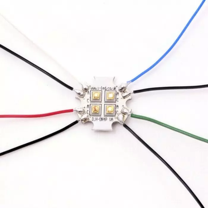 Intelligent LED Solutions OSLON 80 PowerStar LED Array, 4 Blue, Green, Red, White LED (6000K), ILH-ON04-RGBW-PC211-WIR200.