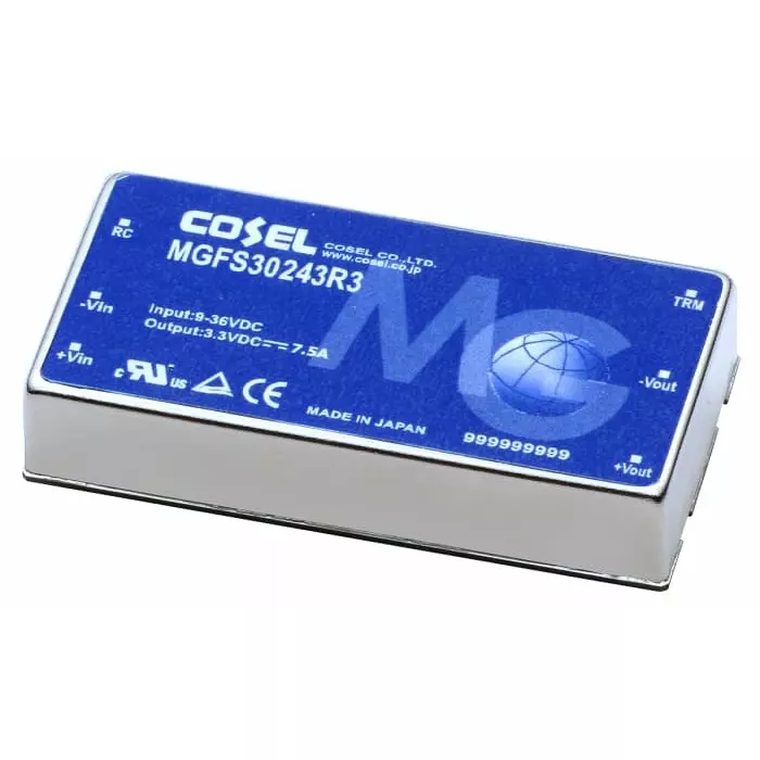 Cosel MGFS DC-DC Converter, 5 V DC/ 6A Output, 9 - 36 V DC Input, 30W, PCB Mount, +85°C Max Temp, -40°C Min Temp, MGFS302405-R