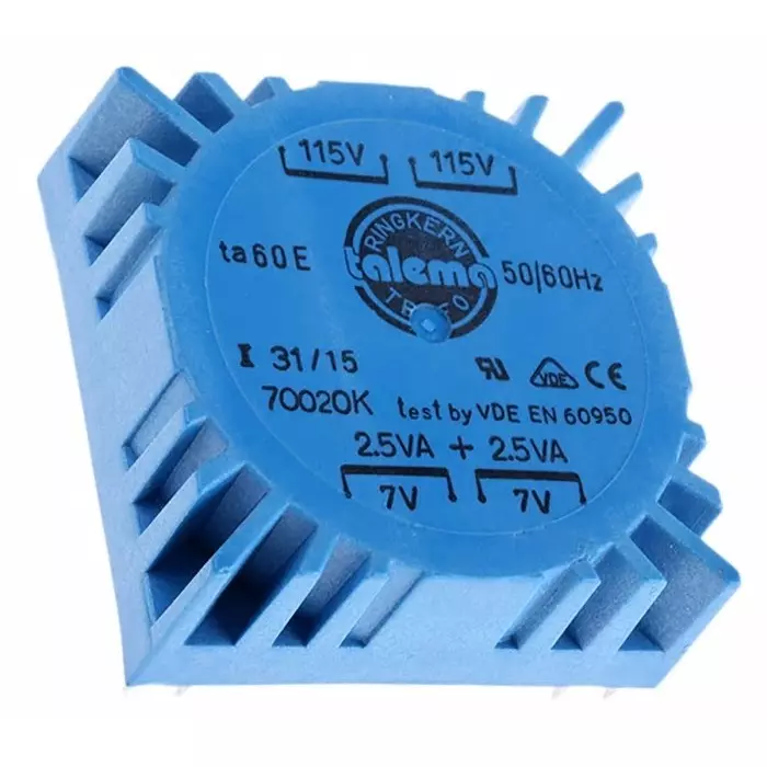 Nuvotem Talema Toroidal Transformer 115 V AC 230 V AC 2 x 7V AC 5VA 2 Output, 70020K