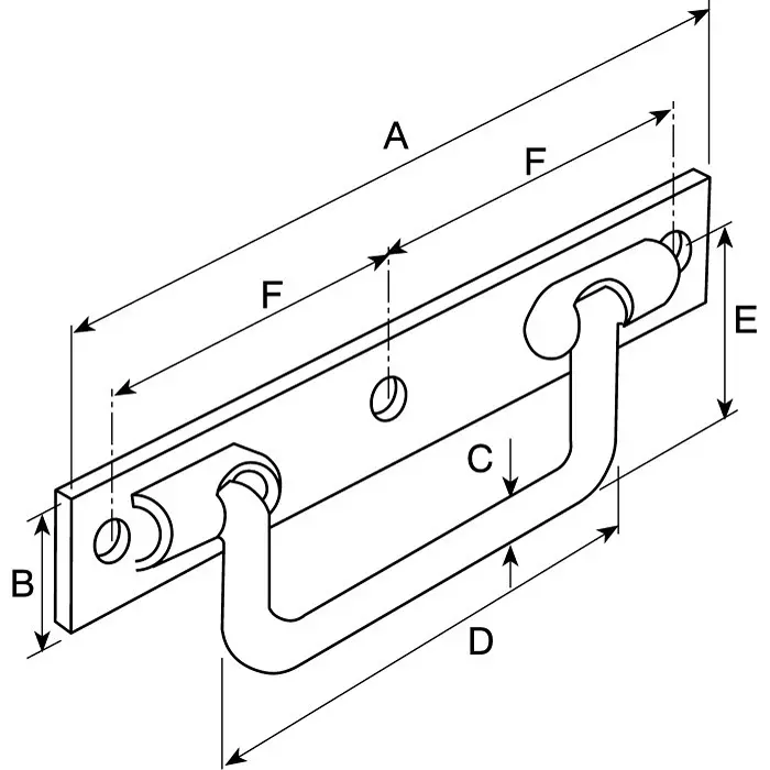 Pinet Steel Handle 25 mm Height 2mm Width (Pack of 2 Pcs)