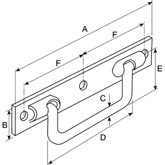 Pinet Steel Handle 25 mm Height 2mm Width (Pack of 2 Pcs)