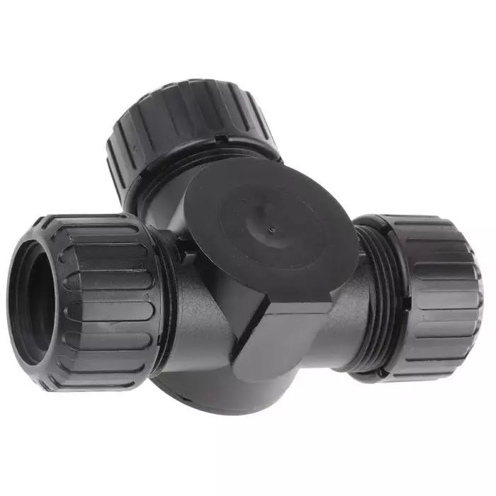 Adaptaflex T Piece Conduit Fitting 21mm Nominal Size M20 Nylon 66 Black, ASF21X3/T