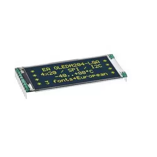 Display Visions OLED Display 2.0 inch Yellow 4x20 Pixels Graphics I2C SPI Interface, EA OLEDM204-LGA