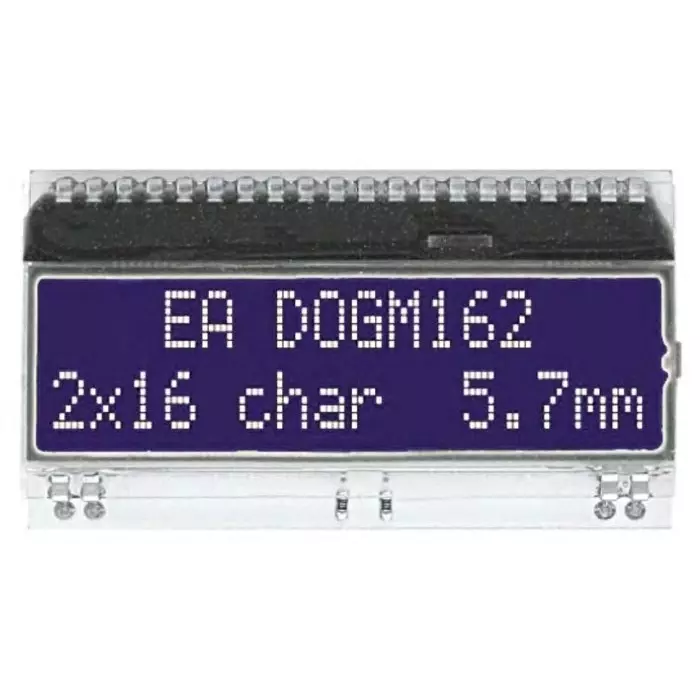 Display Visions Alphanumeric LCD Display White Yellow-Green on Blue 2 Rows by 16 Characters, EA DOGM162B-A