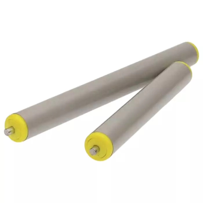 Interroll PVC Round Conveyor Roller Spring Loaded 50mm Dia. x 600mm L Steel 8mm Spindle 626mm Overall Length, 11EJSAAFAB - 600