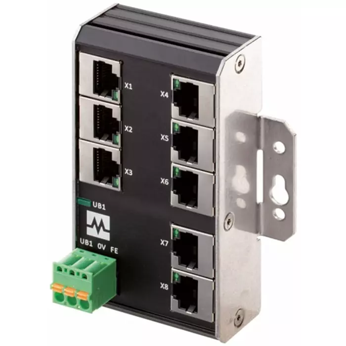 Murrelektronik Limited 58 Series DIN Rail Mount Network Hub 8 RJ45 Ports 9-36V DC, 58903