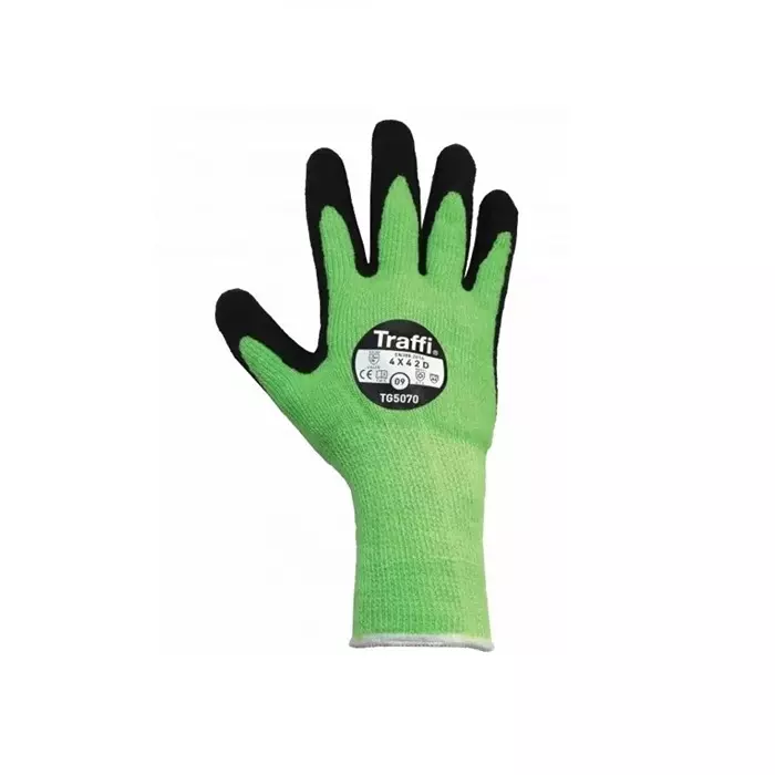 Traffi Work Gloves Latex Coating Green Acrylic Abrasion Resistant Size 11, A-TG5070-GR-11