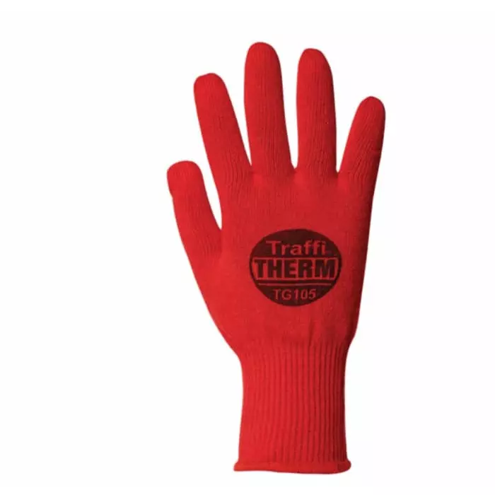 Traffi Thermal Work Gloves Polycotton Red Size 9, TG105-09 (1 Pair)