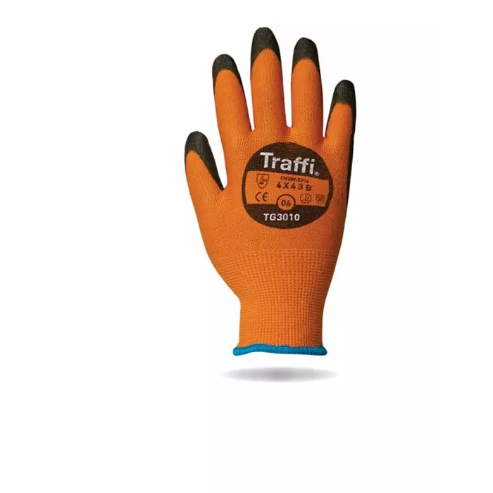Traffi Work Gloves Black & Orange Elastane HPPE Polyamide Abrasion Resistant Cut Resistant Size 6, TG3010 : A-TG3010-AM-6 (1 Pair)