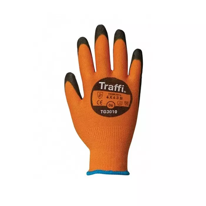 Traffi Work Gloves Black & Orange Elastane HPPE Polyamide Abrasion Resistant Cut Resistant Size 9, TG3010 : A-TG3010-AM-9 (1 Pair)