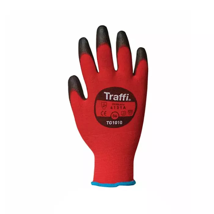 Traffi Work Gloves Black & Red Nylon Abrasion Resistant Cut Resistant General Purpose Size 10, TG1010 : A-TG1010-RD-10 (1 Pair)
