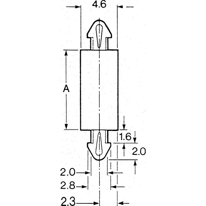 ESSENTRA COMPONENTS High Nylon PCB Post for 2.5mm PCB Hole 4.6mm Base, MDLSP-1-100-20M-01