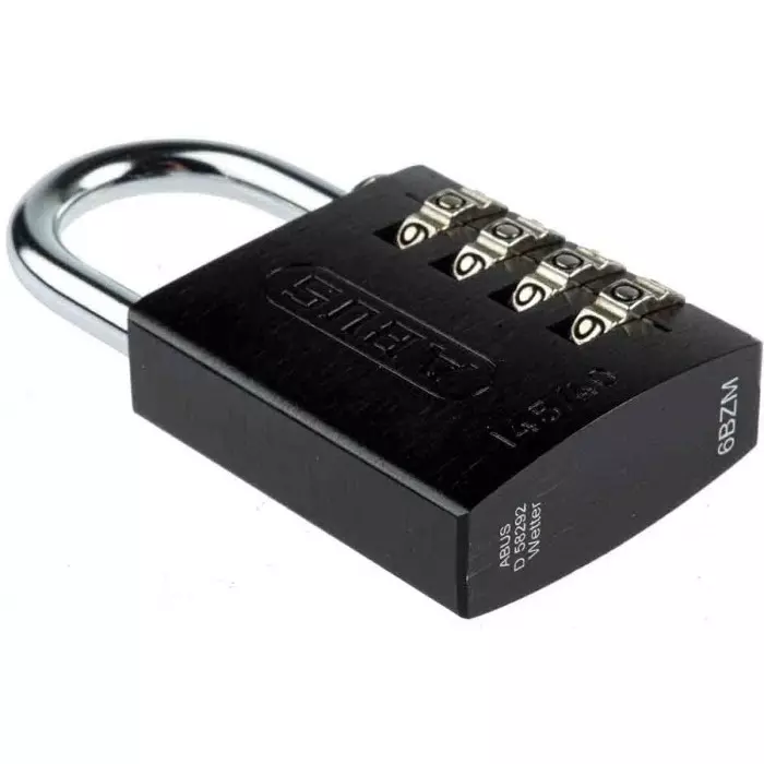 ABUS 145/40 Combination Weatherproof Aluminium Combination Padlock 6 mm Shackle 41.5 mm Body, 145/40 Black