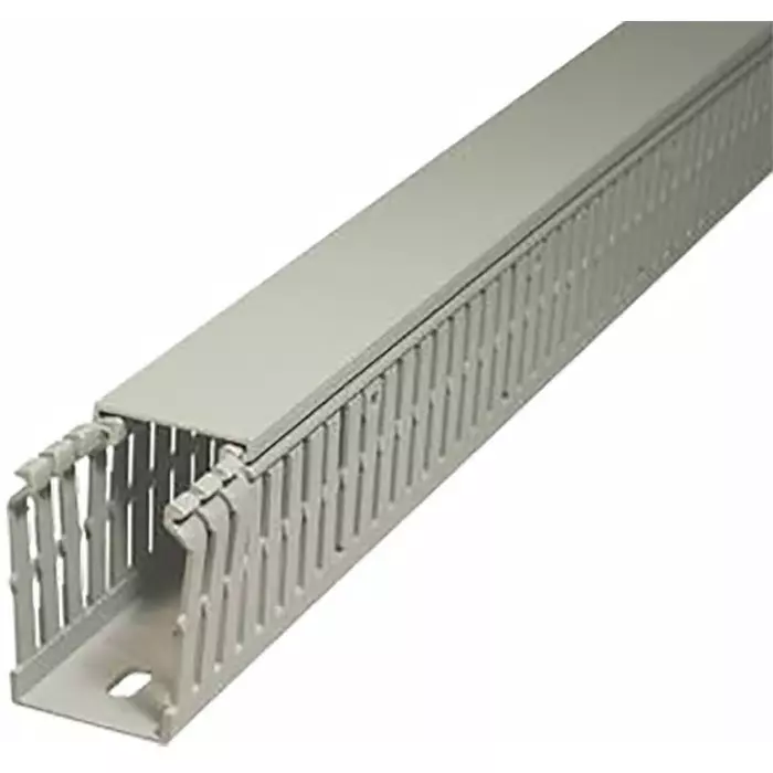 SES Sterling GN-A6/4 LF Grey Slotted Panel Trunking Open Slot W25 mm x D30mm L2m PVC, 8390131013