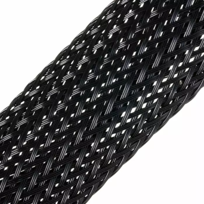 SES Sterling Expandable Braided PET Black Cable Sleeve 15mm Diameter 50m Length, 6240008010