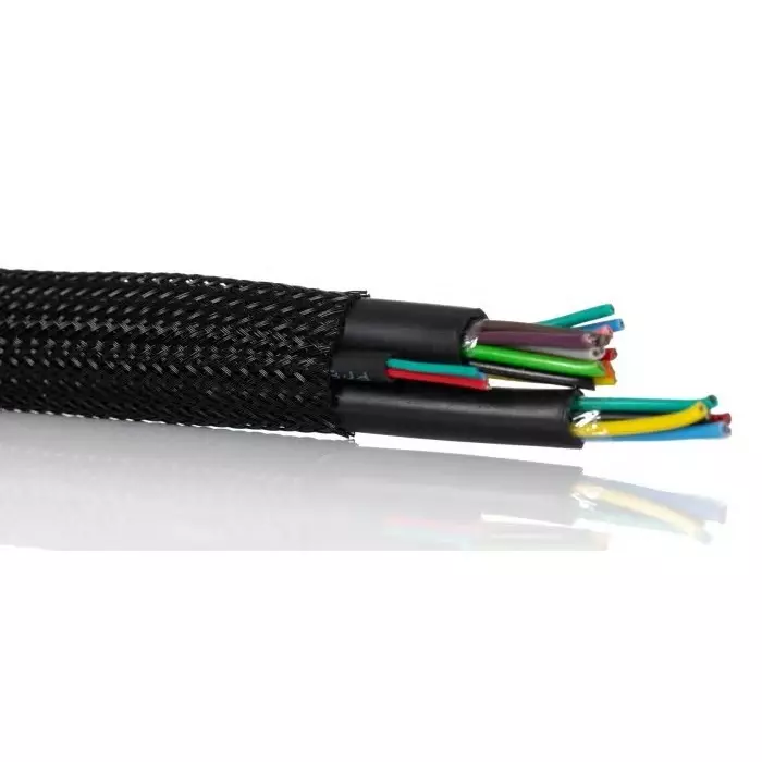 SES Sterling Expandable Braided PET Black Cable Sleeve 15mm Diameter 50m Length, 6240008010