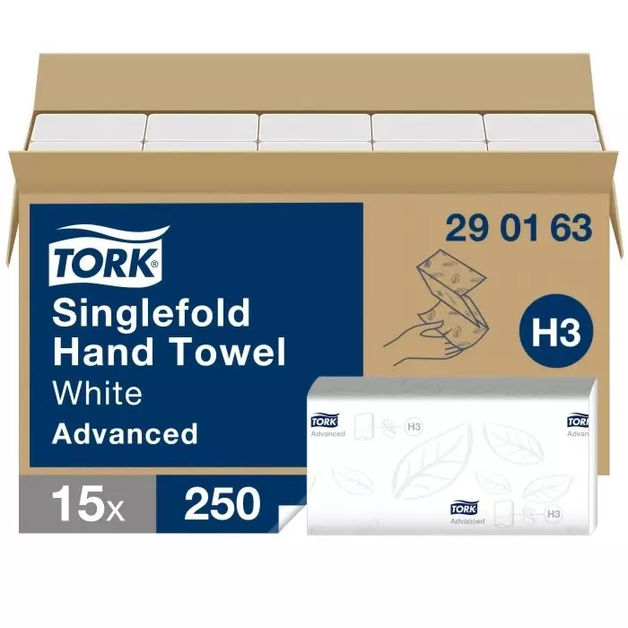Tork Easy Handling Folded Interleaved White Paper Towel 115x248mm 2-Ply 250 Sheets, 290163