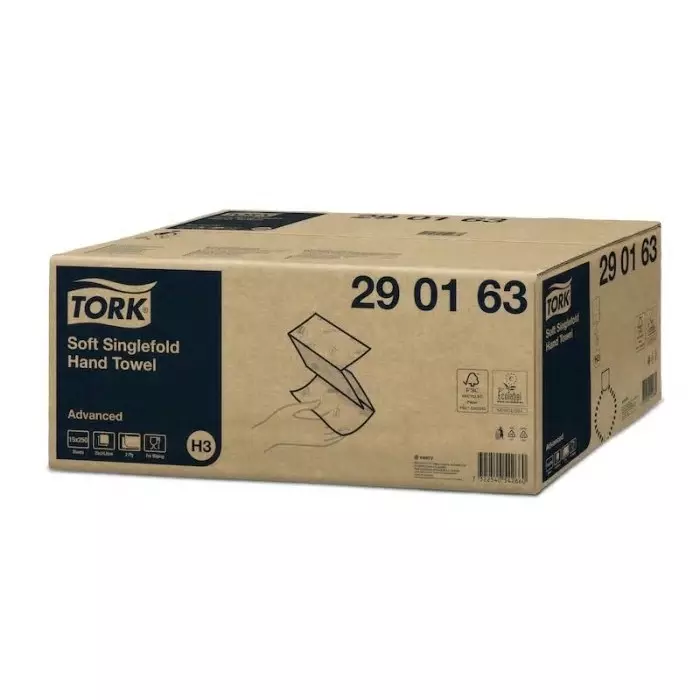 Tork Easy Handling Folded Interleaved White Paper Towel 115x248mm 2-Ply 250 Sheets, 290163
