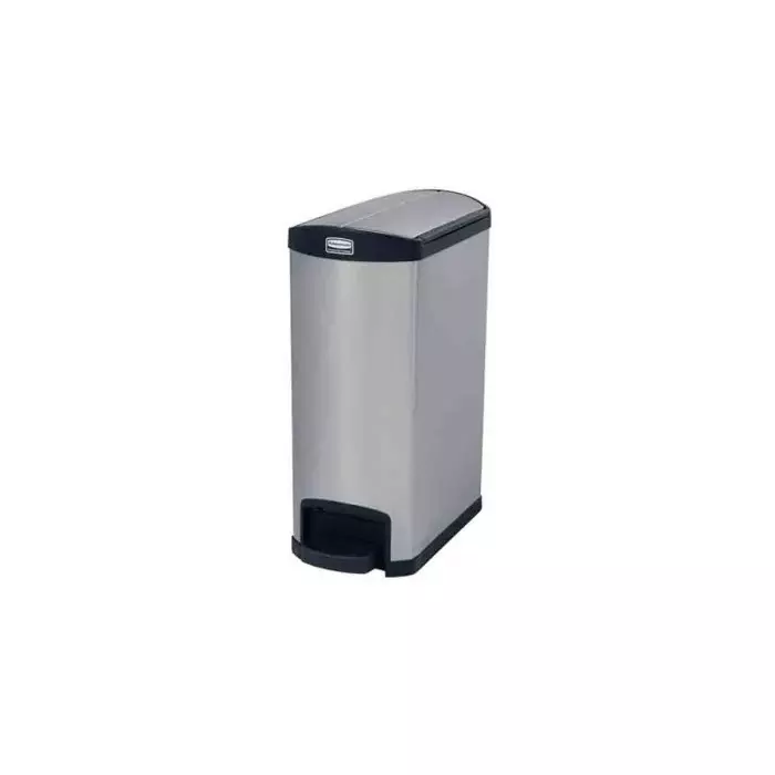 RUBBERMAID Slim Jim 50L Black Pedal Galvanised Steel Waste Bin, 1901993