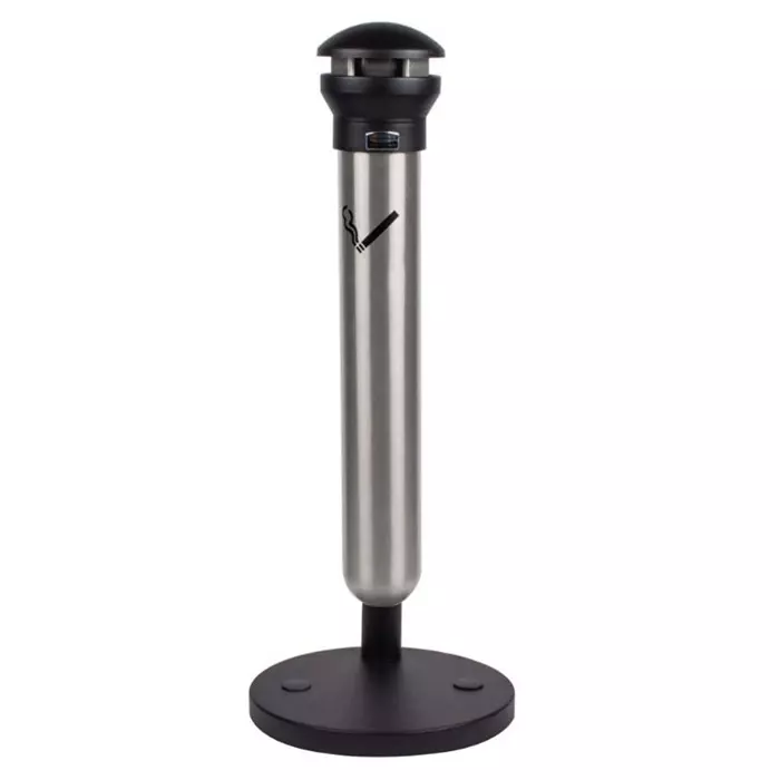 RUBBERMAID Black Stainless Steel Base Mount Cigarette Bins 1006x394 mm, FG9W3100SSBLA