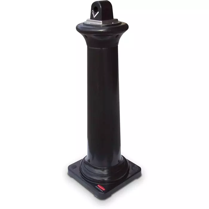 RUBBERMAID Black Galvanised Steel Base Mount Cigarette Bins 357x1.03m x 357 mm, FG9W3000BLA