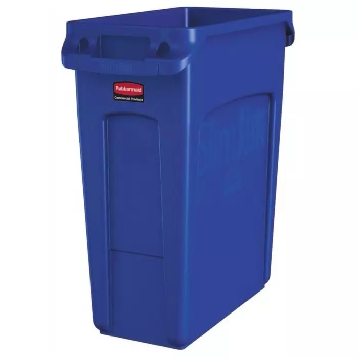 RUBBERMAID Slim Jim 61L Blue Plastic Waste Bin, 1971257