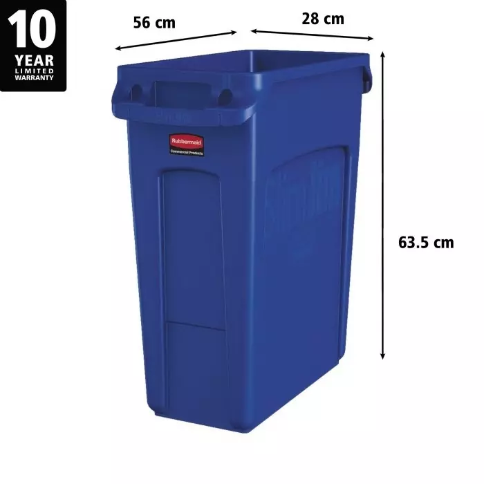 RUBBERMAID Slim Jim 61L Blue Plastic Waste Bin, 1971257