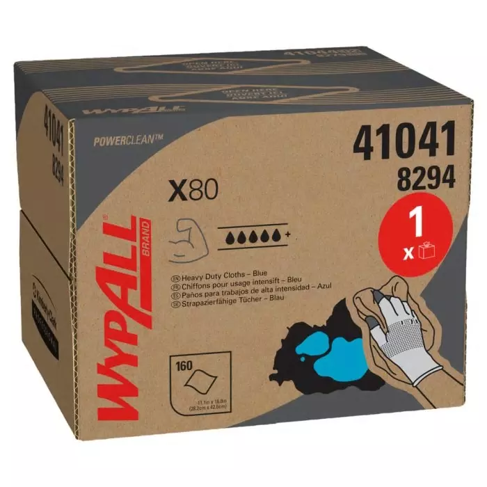 Kimberly Clark WypAll X80 Blue Cloths for General Cleaning Dry Use 426 x 282mm Repeat Use, 8294