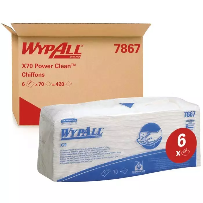 Kimberly Clark WypAll White Cloths for Industrial Cleaning Wet Use 380 x 420mm Repeat Use, 7867