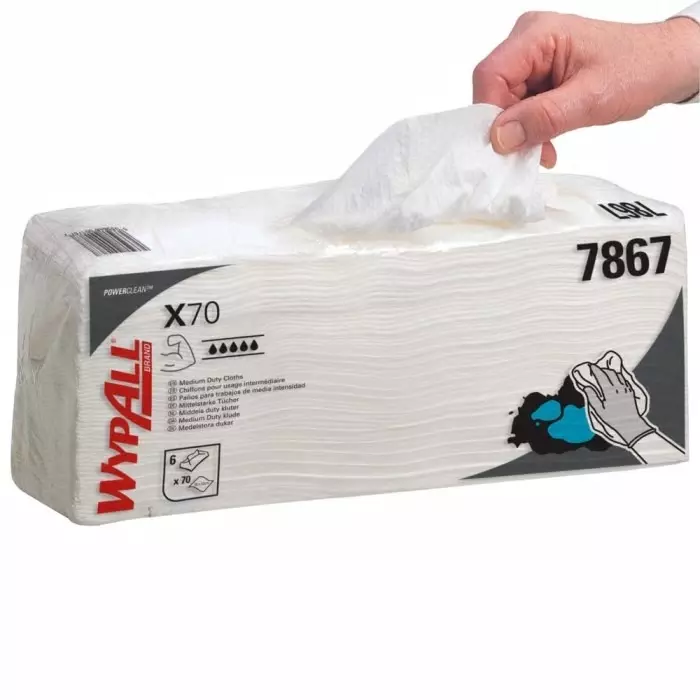 Kimberly Clark WypAll White Cloths for Industrial Cleaning Wet Use 380 x 420mm Repeat Use, 7867