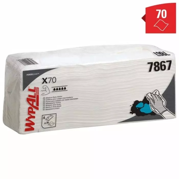 Kimberly Clark WypAll White Cloths for Industrial Cleaning Wet Use 380 x 420mm Repeat Use, 7867