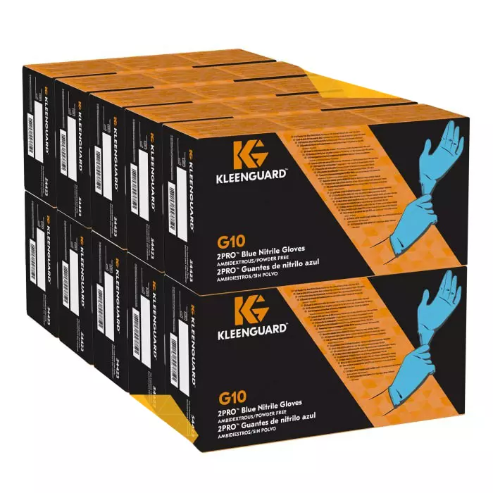 Kimberly-Clark G10 Blue Powdered Nitrile Disposable Gloves Size L 1000 per Pack, 54423
