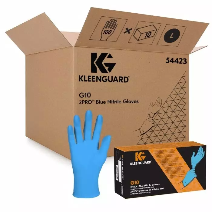 Kimberly-Clark G10 Blue Powdered Nitrile Disposable Gloves Size L 1000 per Pack, 54423
