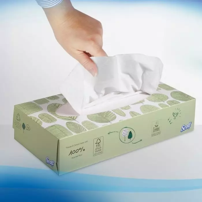 Kimberly-Clark SCOTT Facial Tissues 2-Ply 100 Wipes Per Pack White, 8837