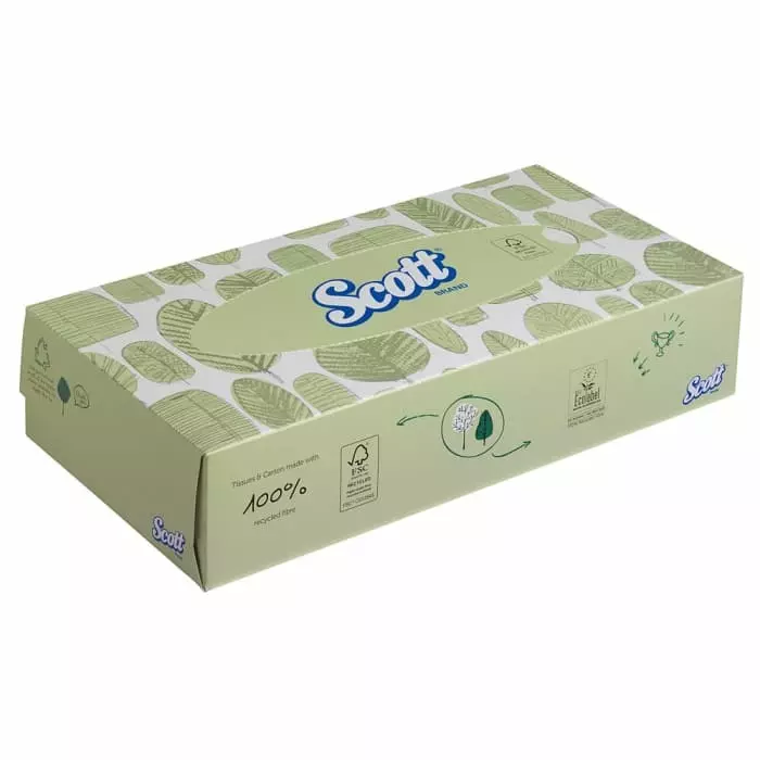 Kimberly-Clark SCOTT Facial Tissues 2-Ply 100 Wipes Per Pack White, 8837