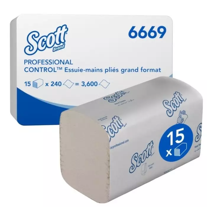 Kimberly-Clark Scott Folded White Paper Towel 315x200mm 240 Sheets, 6669