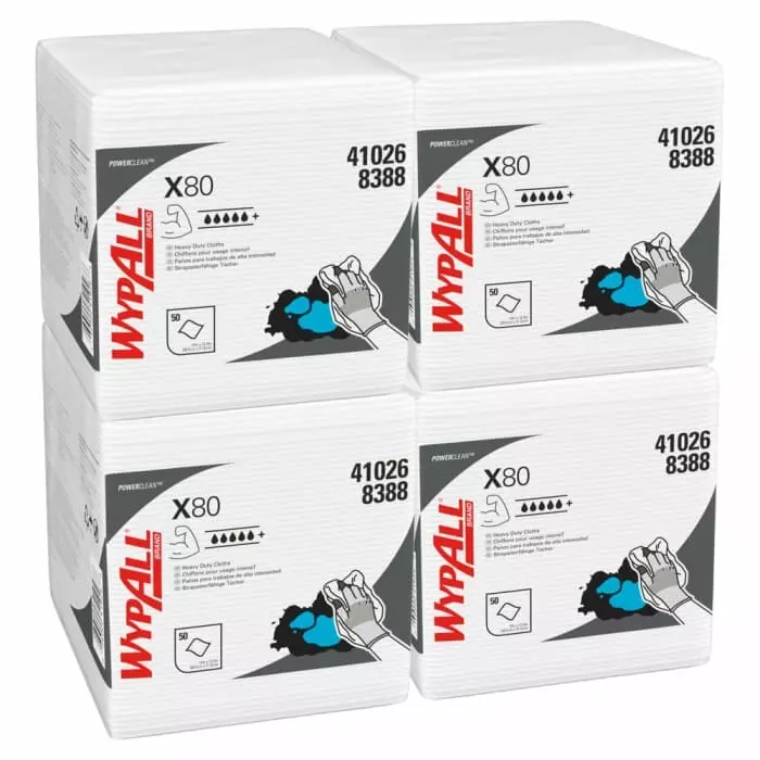 Kimberly-Clark Dry Heavy Duty Wipes White 50 Wipes 305 x 317mm for Industrial Cleaning, 8388