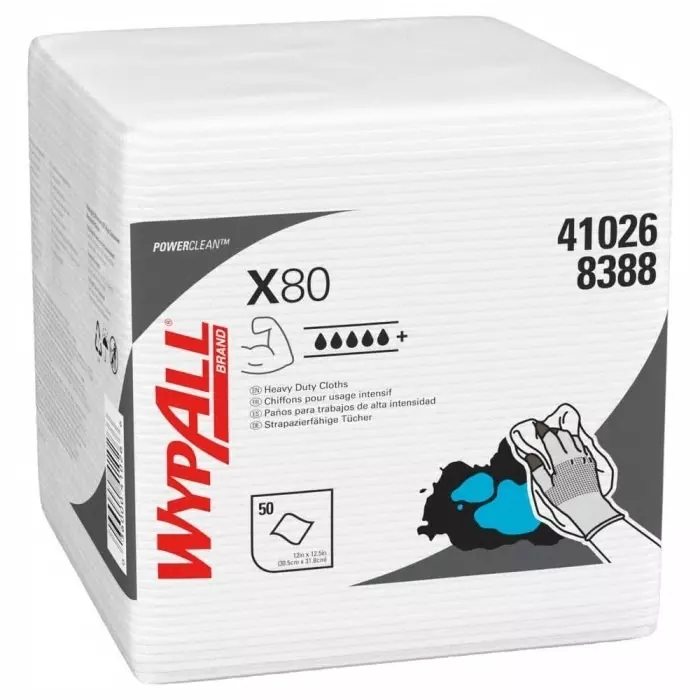 Kimberly-Clark Dry Heavy Duty Wipes White 50 Wipes 305 x 317mm for Industrial Cleaning, 8388