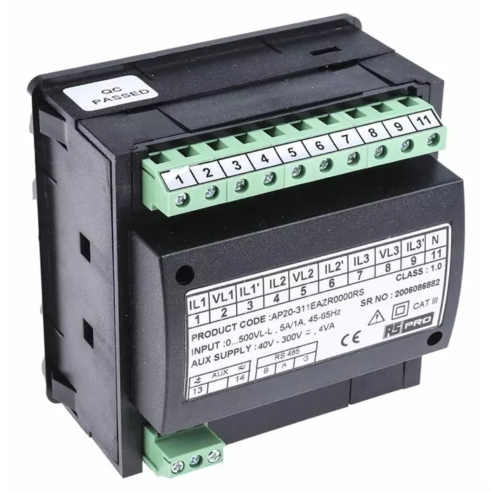 RS PRO LED Digital Panel Multi-Function Meter for AC Current, AC Voltage, Active, Apparent Power & Frequency