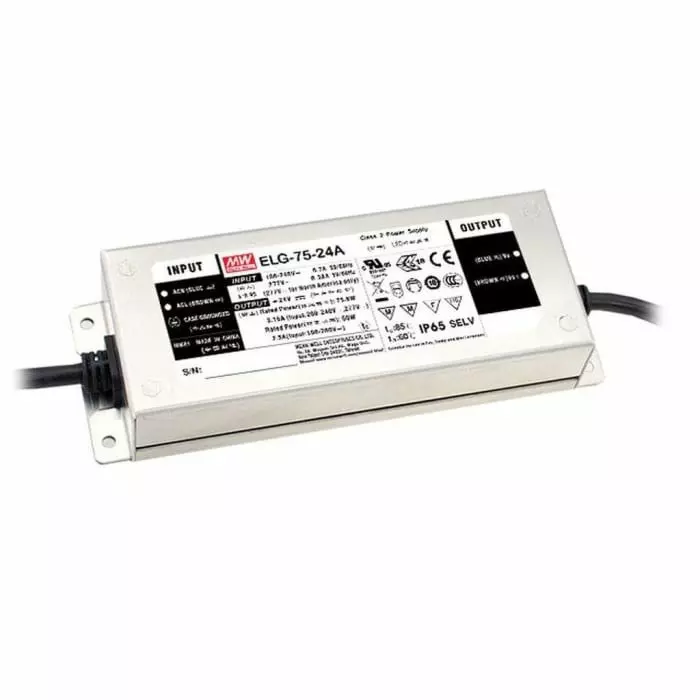 MEAN WELL LED Driver 12V Output 75W Output 5A Output Constant Current / Constant Voltage, ELG-75-12