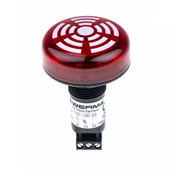Werma Sounder Beacon 150 Series Red Buzzer 24 V IP65 Panel Mount 80dB at 1 Metre, 150.100.55