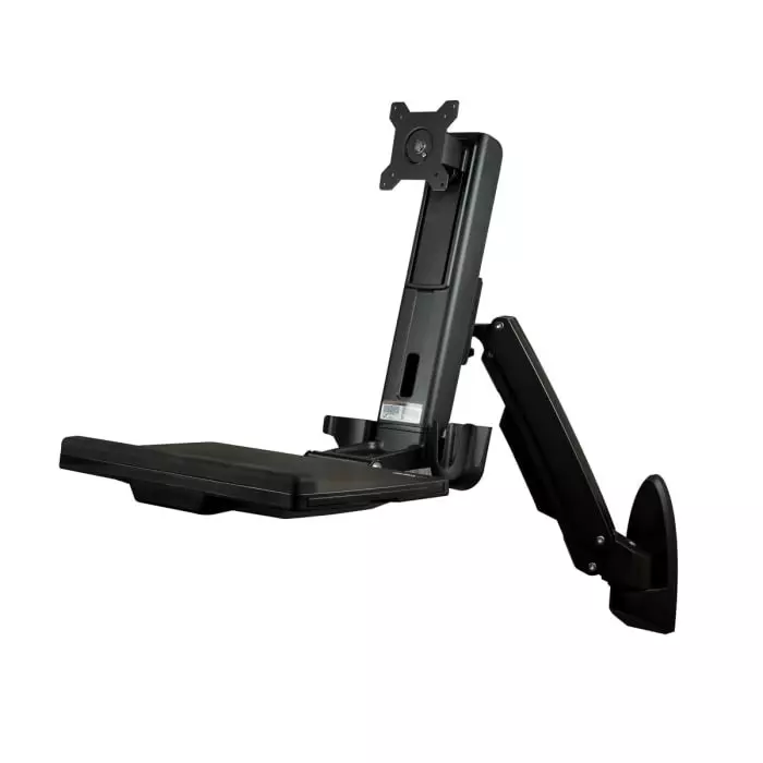 StarTech.com Sit-Stand Desk Converter Wall Mounted for 24 inch Monitor with Extension Arm, WALLSTS1