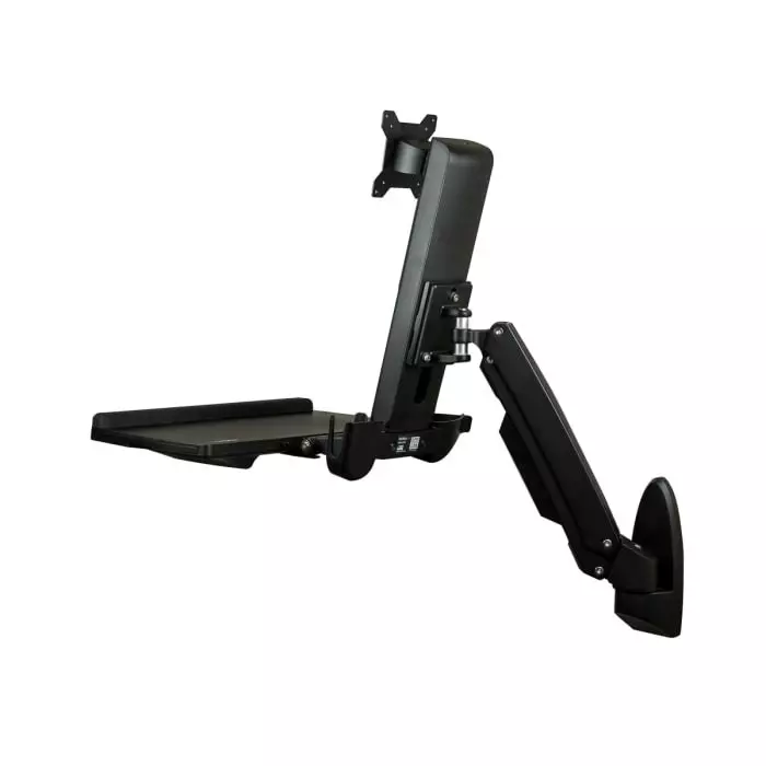 StarTech.com Sit-Stand Desk Converter Wall Mounted for 24 inch Monitor with Extension Arm, WALLSTS1