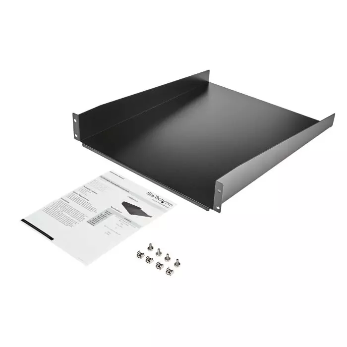 StarTech.com Black Rack Shelf 2U 23 Kg Load 465mm x 558mm, CABSHELF22