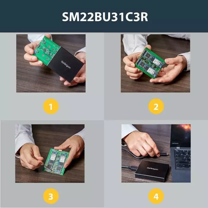 StarTech.com M.2 SATA Hard Drive Enclosure USB 3.1, SM22BU31C3R