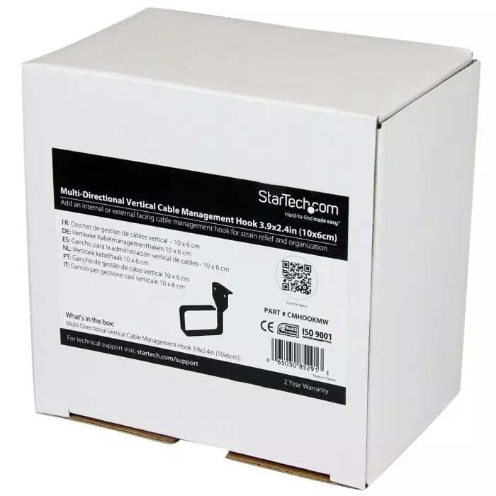 StarTech.com Steel Cable Management Ring for Use with Server Racks and Cabinets 102 x 70 x 111mm, CMHOOKMW
