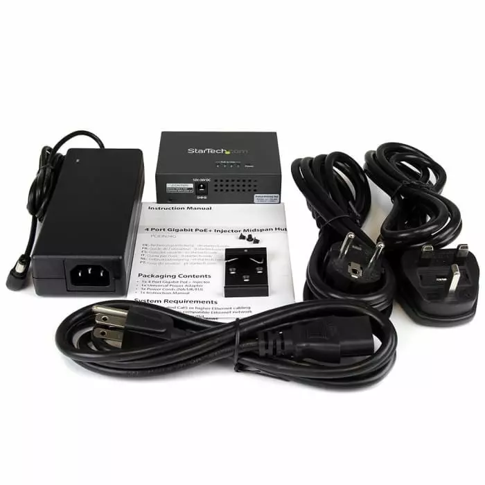 StarTech.com RJ45 Ethernet Switch 10/100/1000Mbit/s Full Duplex, POEINJ4G