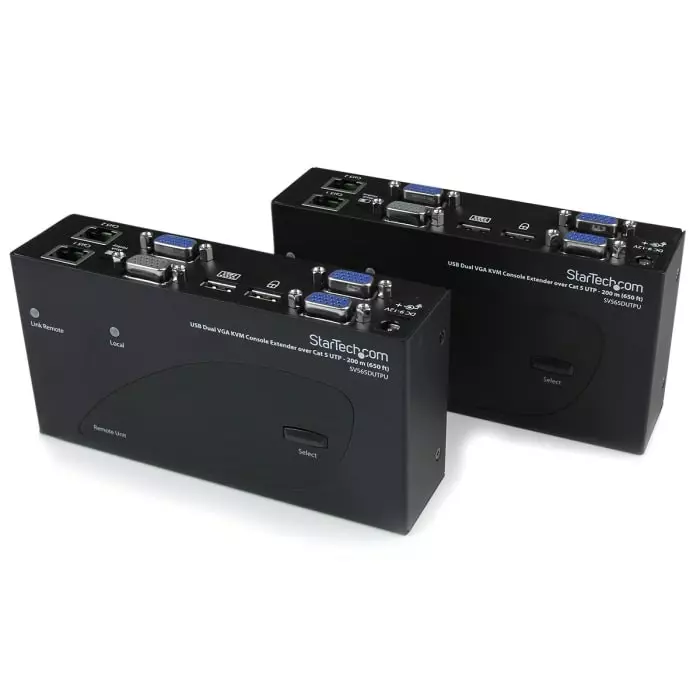StarTech.com Dual Monitor USB VGA over CATx KVM Extender 200m, SV565DUTPU