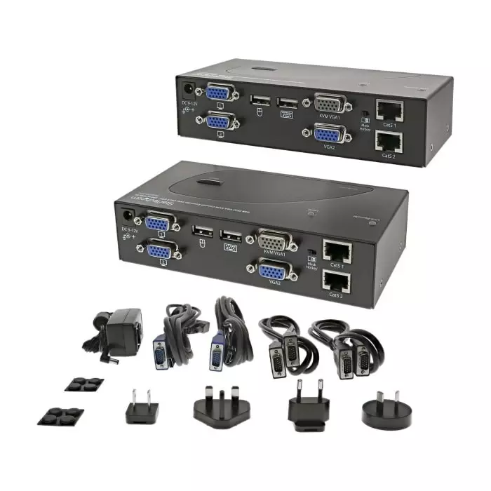 StarTech.com Dual Monitor USB VGA over CATx KVM Extender 200m, SV565DUTPU
