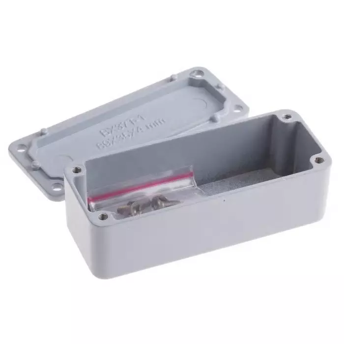 RS PRO Grey Die Cast Aluminium Enclosure Grey Lid 89.1 x 35 x 30.3 mm